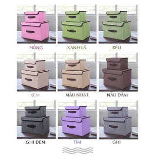 COMBO 2 HỘP VẢI ĐỰNG ĐỒ THÙNG ĐỰNG QUẦN ÁO ĐỒ CHƠI ĐA NĂNG BẰNG VẢI CỨNG CẮP CÓ NẮP ĐẬY D03
