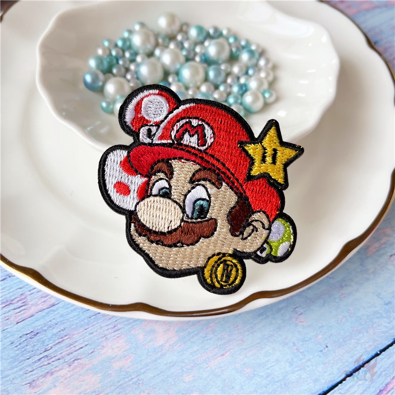 ✿ Super Mario Bros. Miếng Dán Tự Dính Chất Lượng Cao ✿ 1 Miếng Dán Ủi Quần Áo Hình Đầu Lâu Cực Cá Tính