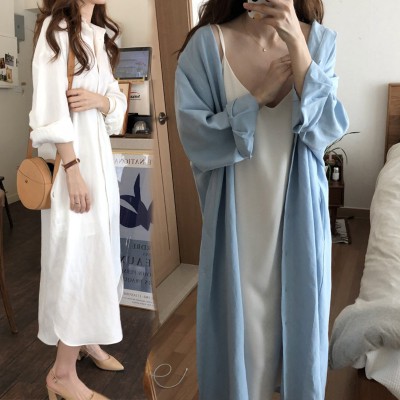 Đầm Maxi Tay Dài Dáng Rộng Phong Cách Hàn Quốc Mới