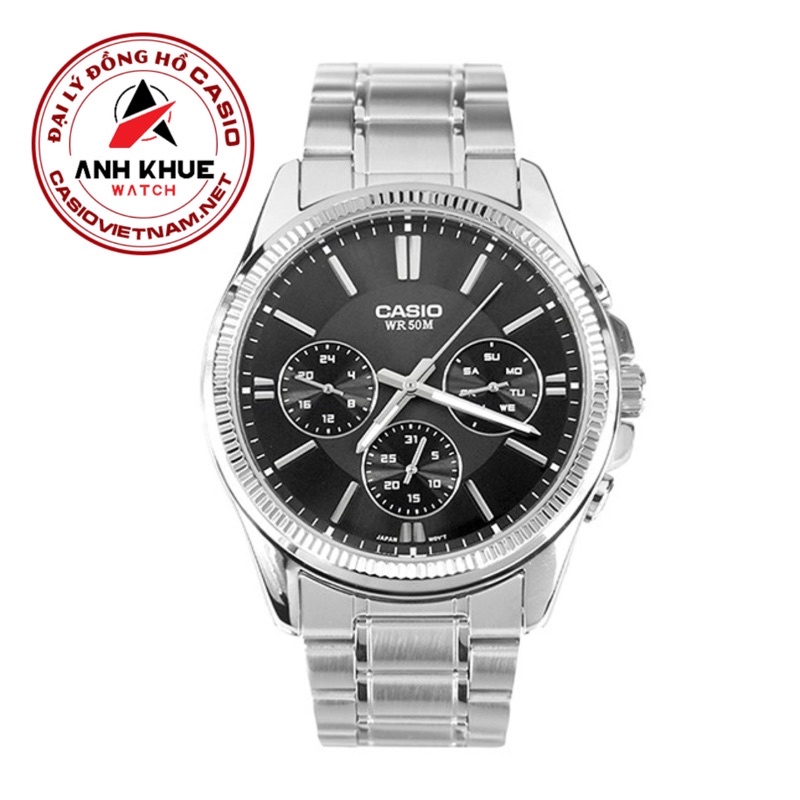 Đồng Hồ Casio Nam MTP-1375D-1AVDF Dây Kim Loại - 6 Kim - Chống Nước