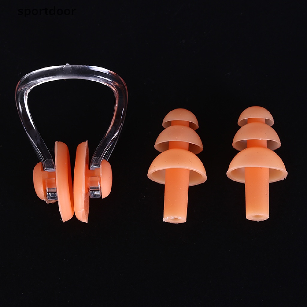 1 Bộ Nút Bịt Tai / Kẹp Mũi / Tai / Mũi Bằng Silicon Mềm Chống Thấm Nước Khi Bơi Lội