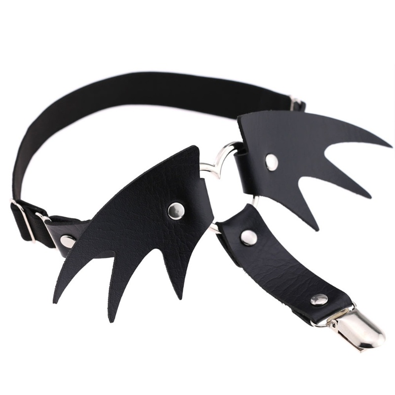 Xiangbao Đai Nịt Bít Tất Da Giả Phối Vòng Kim Loại Hình Trái Tim Phong Cách Gothic Punk Halloween Có Thể Điều Chỉnh