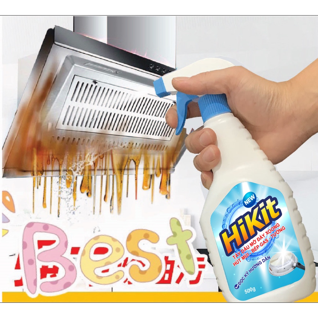 Tẩy dầu mỡ, nhà bếp, tẩy hút mùi, bếp gas, bếp từ, đáy xoong, đáy chảo HiKit, Hàng loại 1