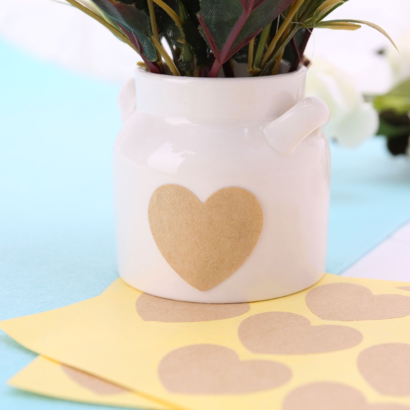 Set 120 Miếng Dán Hình Trái Tim Trơn Dùng Để Niêm Phong Túi Quà