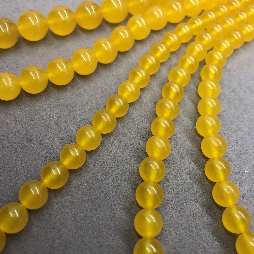 Chuỗi hạt đá Chalcedony tự nhiên màu vàng cỡ 4-12mm làm đồ trang sức thủ công