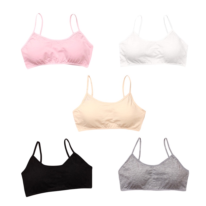 Áo Ngực Thể Thao Bằng Cotton Mỏng Có Dây Mỏng Dành Cho Bé Gái 8-14 Tuổi JP5