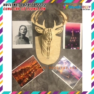 [GIÁ GÔC] Mô Hình Đầu thú gỗ ghép trang trí phòng bền đẹp treo tường nội thất chất liệu gỗ khắc lazer  TRENDDECOR.VN