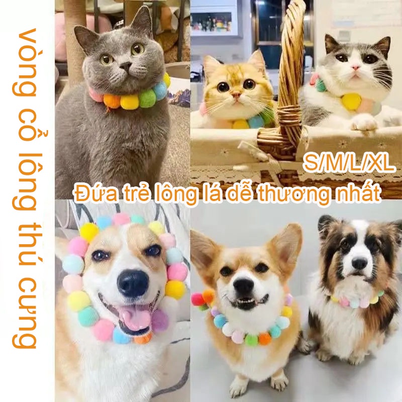 Vòng Cổ Lông NhiềU MàU Dễ Thương Cho Thú Cưng