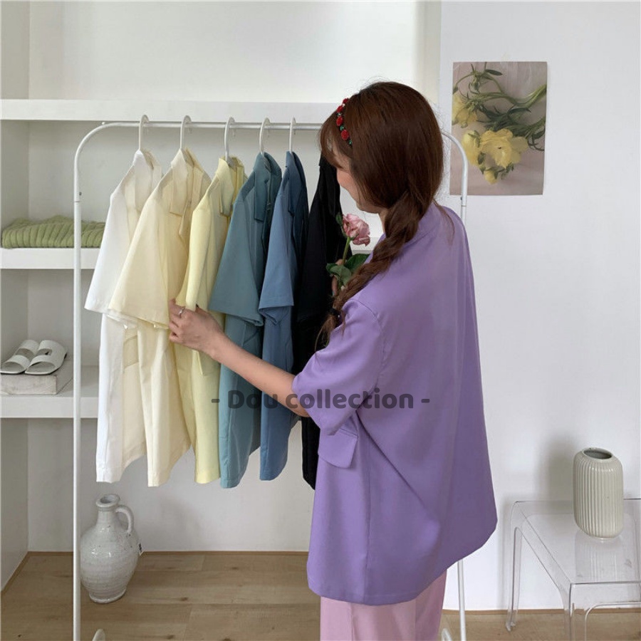 [Nowship2h] Áo Blazer ( Áo Vest) Tay Ngắn Dáng Rộng Trơn Phong Cách Hàn Quốc - Mã TA012