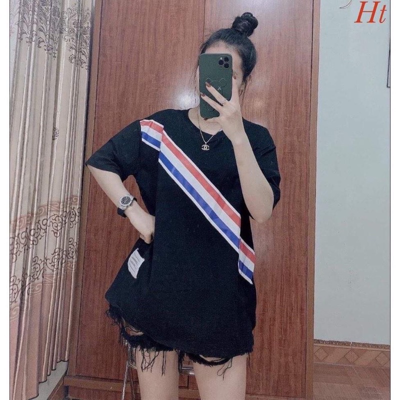 Áo phông sọc chéo xanh đỏ HT12