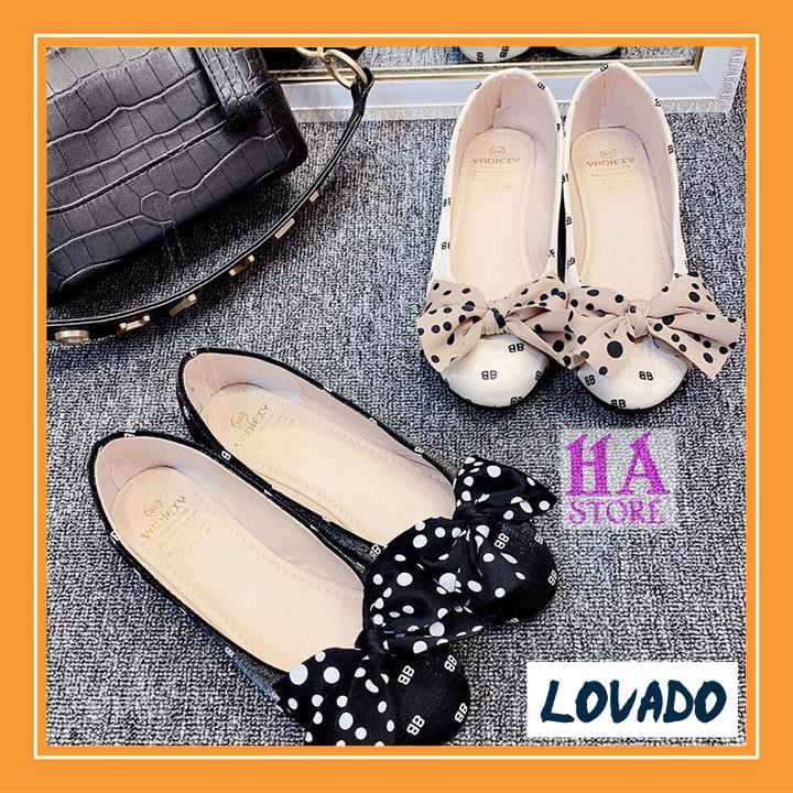 Giày búp bê đế bệt BB gắn nơ siêu xinh lấp lánh