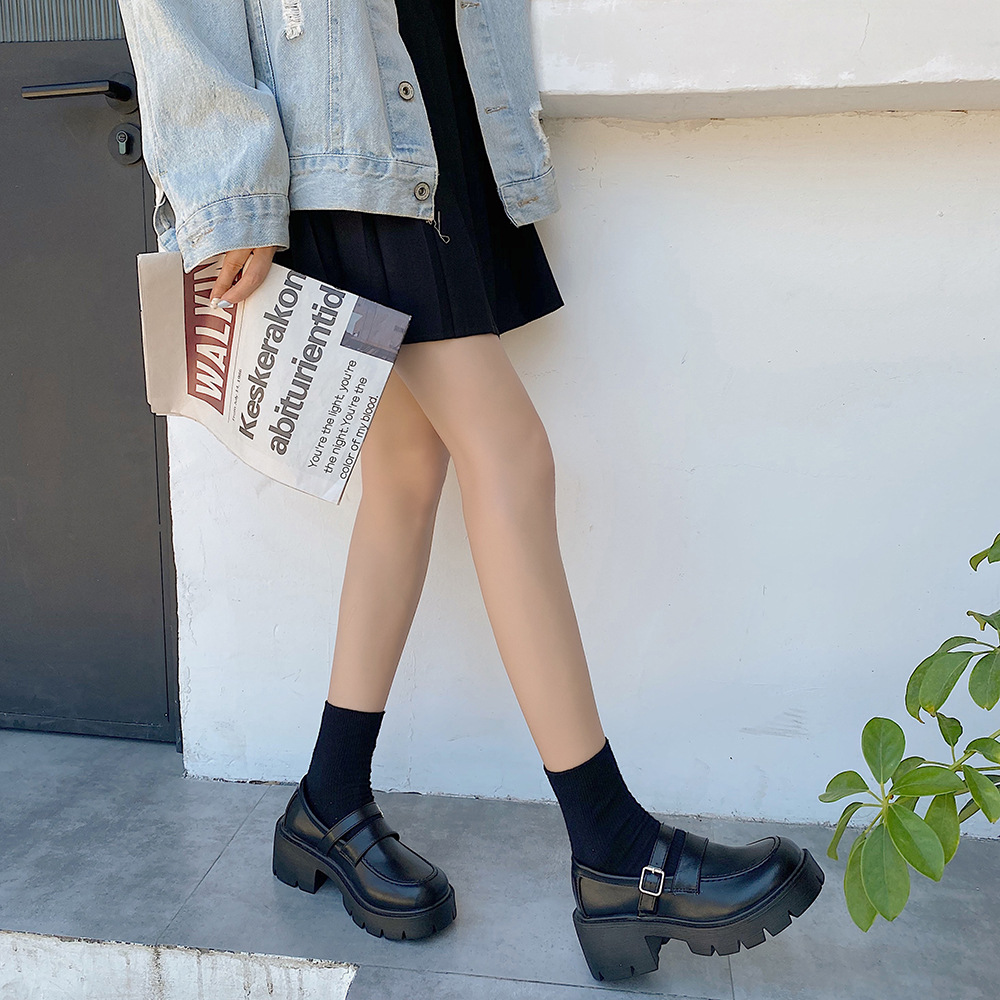 [ Mã 66CBSALE giảm 30K đơn 200K] Giày Da Đế Dày Mũi Tròn Phong Cách Retro Nhật Bản | BigBuy360 - bigbuy360.vn