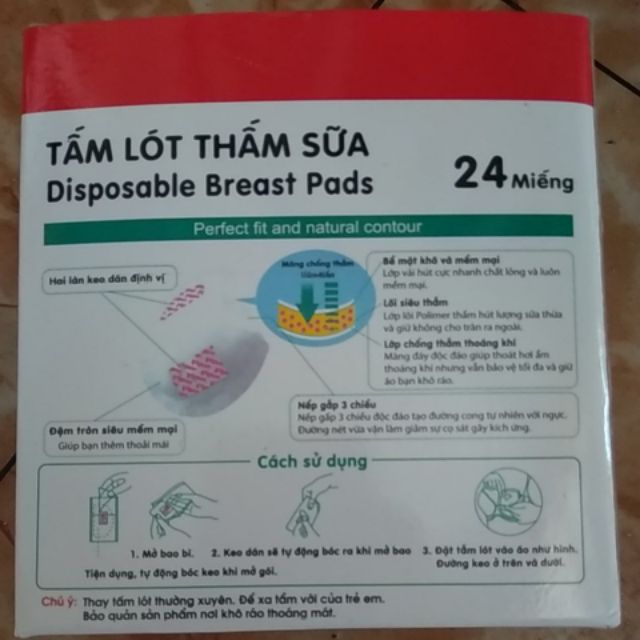 Tấm lót thấm sữa dùng 1 lần pjgeon 24 miếng