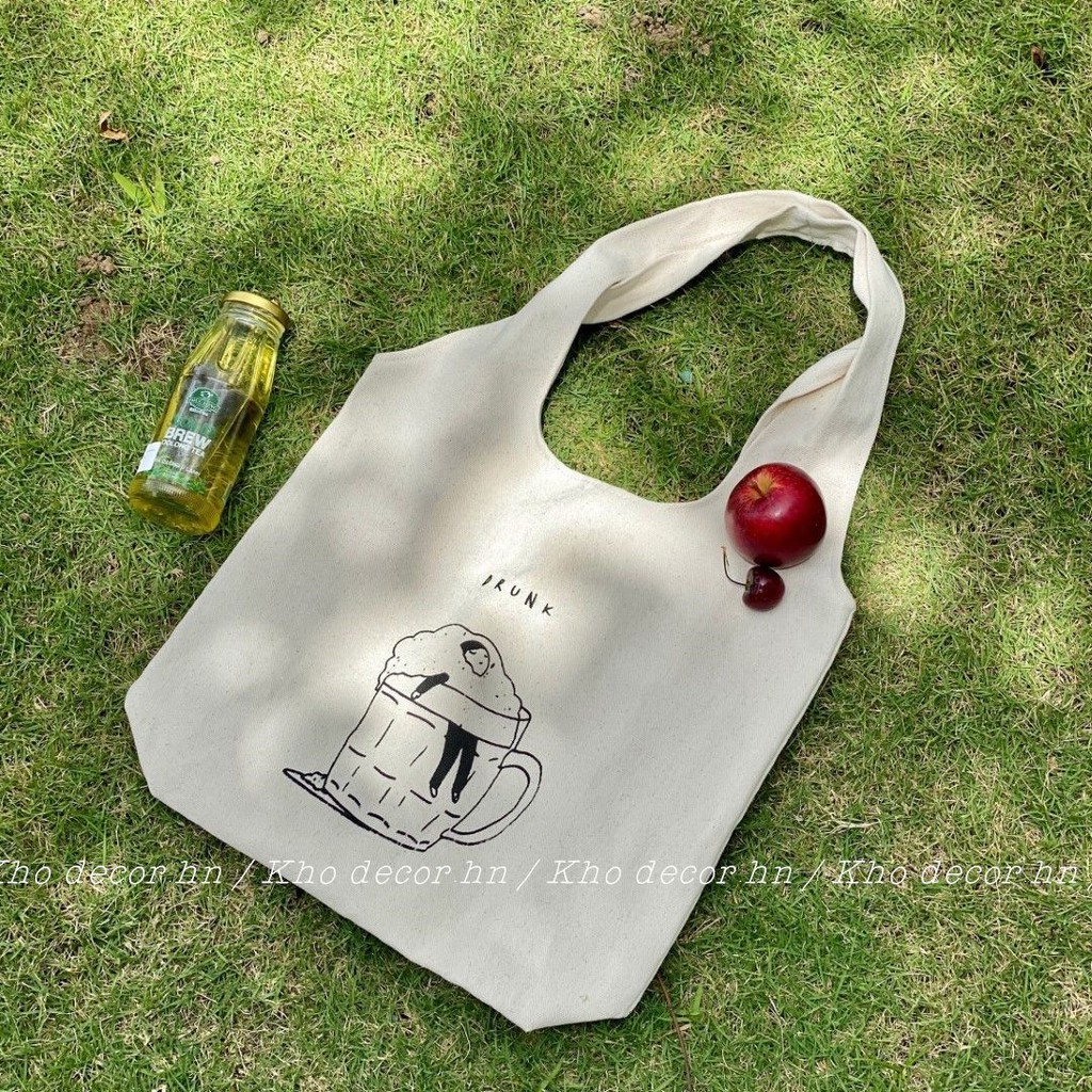 Túi tote liền quai Hàn quốc TOTE-01 vải canvas mộc - Kho Decor