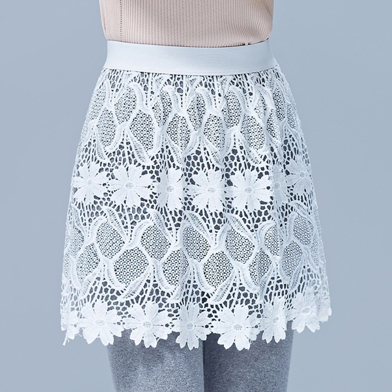 Brroa Áo Ren Rỗng Thêu Hoa Mini Mở Rộng Dưới Eo Co Giãn Nửa Chân Váy Dưới