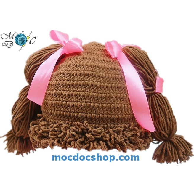Nón len tóc giả cho bé gái