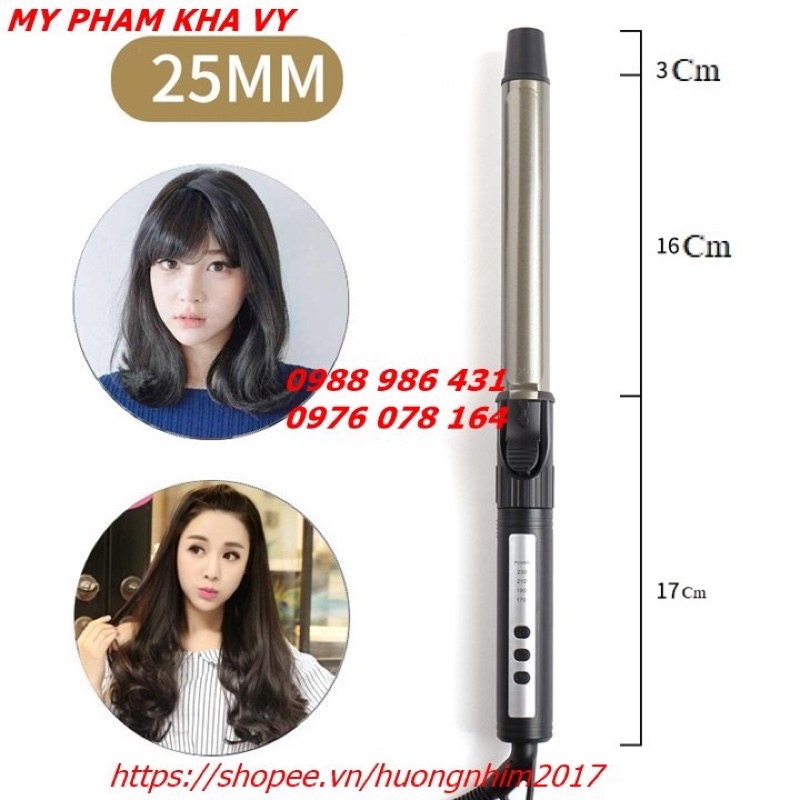 Máy uốn xoăn sóng hàn quốc, Máy uốn xoăn giả phi 9mm 13mm 16mm 19mm 22mm 25mm 28mm 32mm 38mm chuyên salon