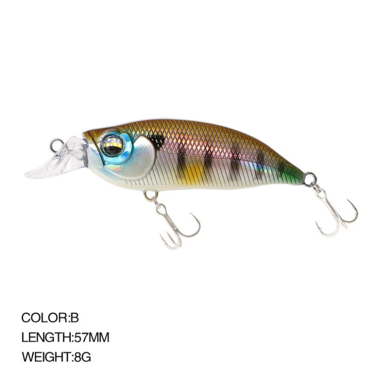 Crankbait Câu cá biển nông Mồi câu với 8 # Móc câu 57mm / 8g Mồi câu cá nước mặn nổi Minnow