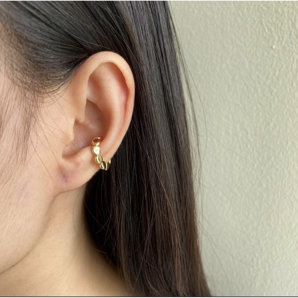 Earcuff Mạ Vàng Cho Nữ Hình Tròn Ôm Tai Kiểu Dáng Xinh Xắn