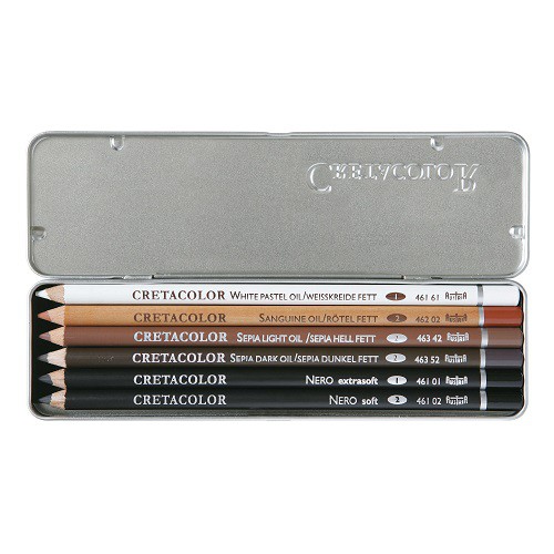 [ TÂM TÂM ]-Bộ chì vẽ Cretacolor Oil Pencil Pocket Set 6 cây mã 40007-