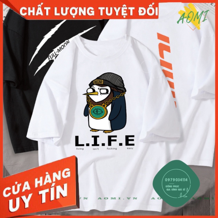 Áo thun giá sỉ ÁO THUN UNISEX CÁNH CỤT CUTE LIFE EASY A PHÔNG NAM NỮ GIA ĐÌNH CẶP ĐÔI CÓ SIZE TRẺ EM AOMIVN