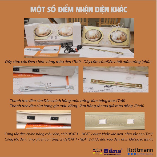 Đèn sưởi Kottmann 2 bóng K2B-H chính hãng (có bảng đặc điểm nhận biết hàng chính hãng)- bảo hành 3 năm chính hãng.