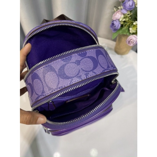 Balo Co ach da thật phối canvas mini