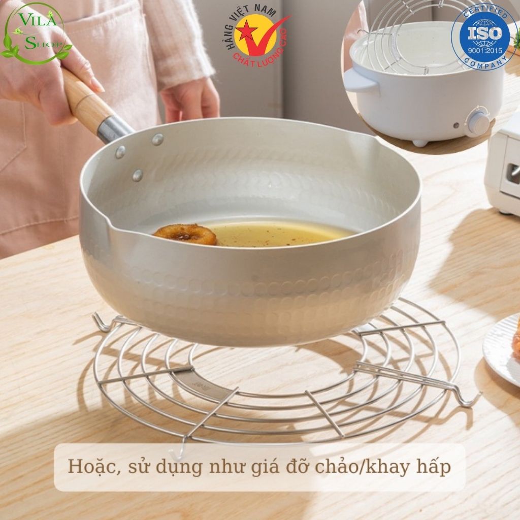 Vỉ Gác Chảo Rán Cao Cấp Bằng Inox, Vỉ Gác Chảo Ráo Mỡ - Dành Cho Chảo Từ 24-30cm