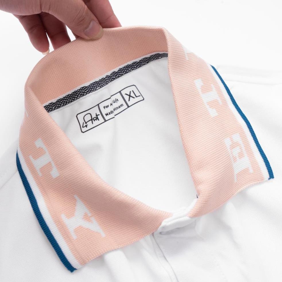 Áo Phông Polo Nam Cộc Tay Cao Cấp Màu Trắng In Chữ ART Form Rộng