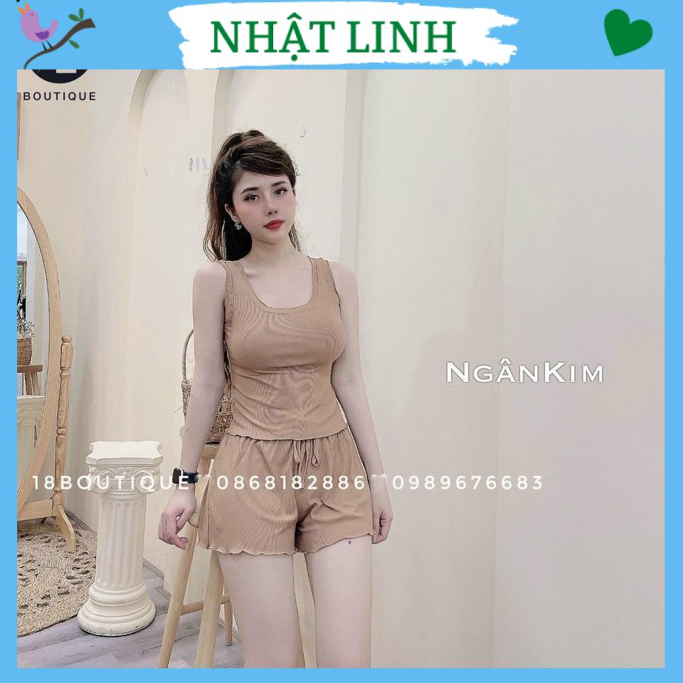 Đồ bộ mặc nhà nữ NHẬT LINH áo 2 dây sát nách kèm quần đùi chất cotton co giãn dễ mặc - B547