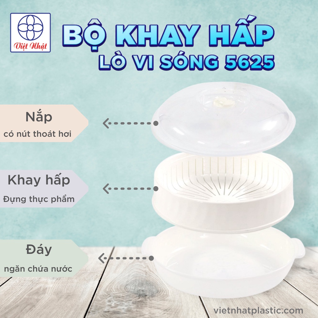 Nồi hấp trong lò vi sóng, xửng hấp nhựa 2 tầng chịu nhiệt 3 chi tiết có nắp đậy thông minh kho sỉ mb