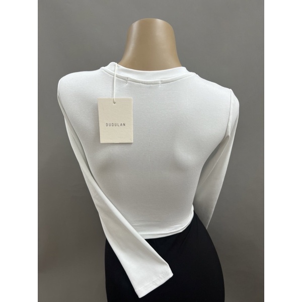 Áo croptop tay dài cổ tròn DUDULAN cotton - A03