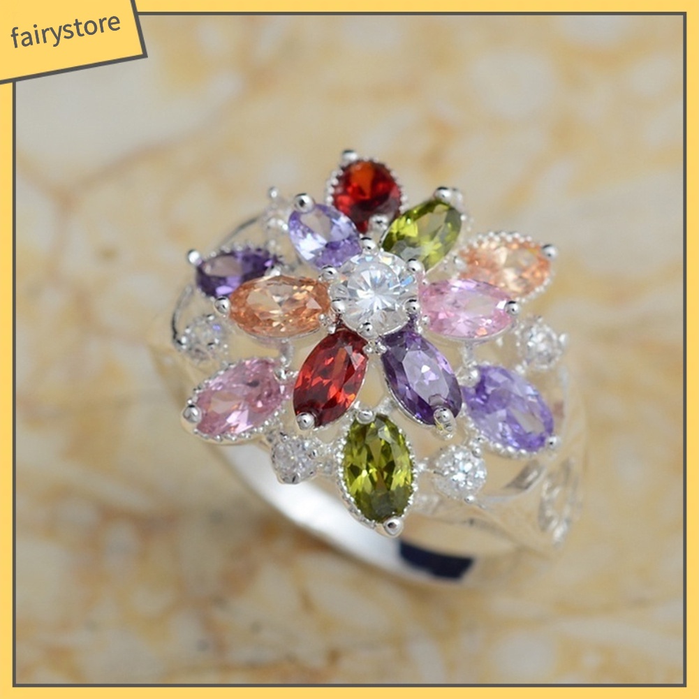 Nhẫn Đính Hôn Đính Đá Nhân Tạo Nhiều Màu Dành Cho Nữ