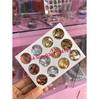 Set 12 Giấy Nhún Bạc Trang Trí Nail 4 Màu