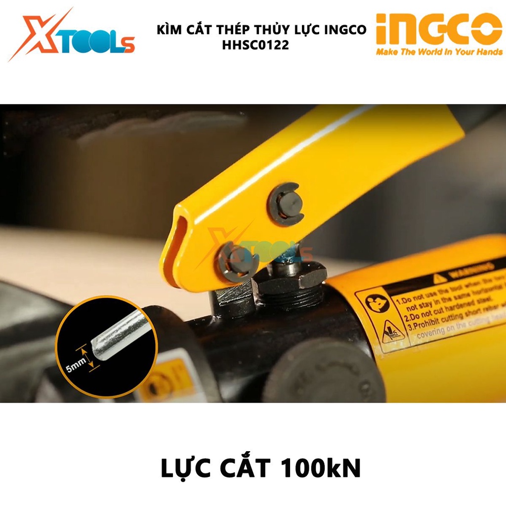 Kìm uốn thép thủy lực INGCO HHSC0122 | kìm ép cốt thủy lực Phạm vi cắt: φ4-φ22mm Lực cắt: 100kN hỗ trợ cho việc uốn cáp