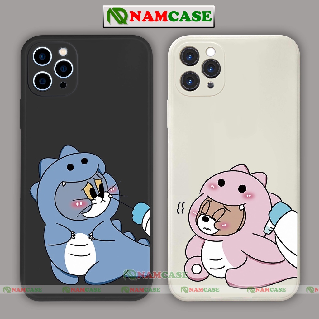 Ốp lưng iPhone cặp đôi hoạt hình Tom Jerry dễ thương đẹp cạnh viền vuông ip 6/6s/7/8/X/XS/XR/11/12/13/14 Pro Plus Max