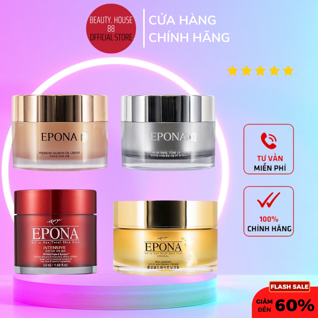 Kem Dưỡng Epona Premium Salmon Cream Phục Hồi Da Hư Tổn Chiết Xuất Dầu Cá Hồi 50ml