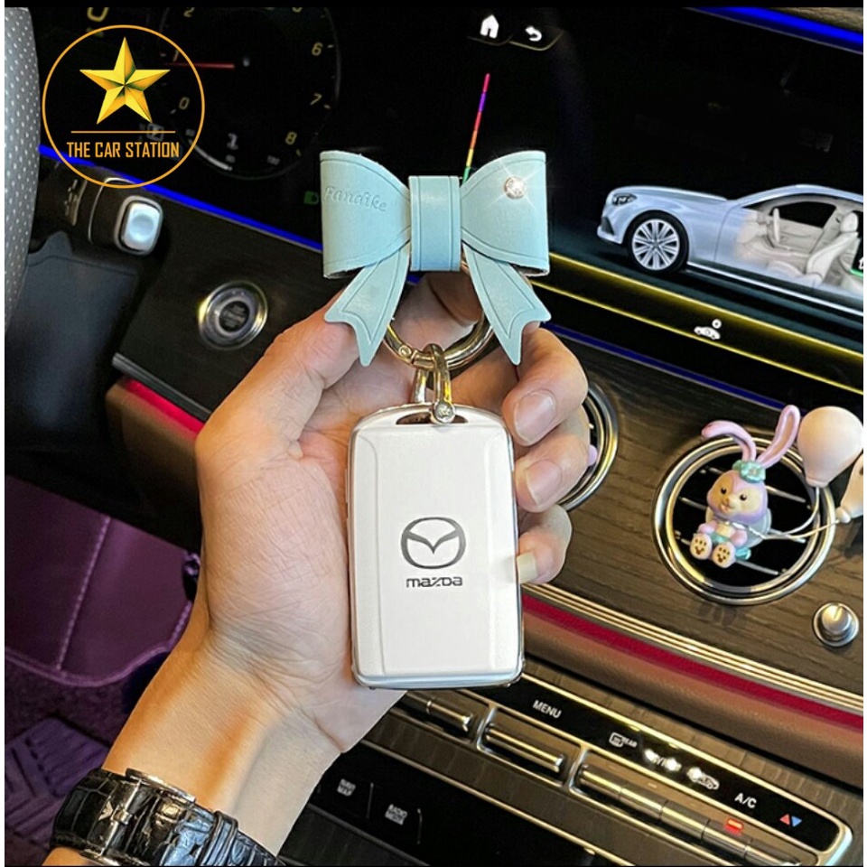- Ốp đính đá bọc chìa khóa xe hơi ô tô Mazda 2 3 6 - Mazda CX 3 - CX 5 - CX 8 - CX 30 -  Bao da chìa khóa-Mẫu 93