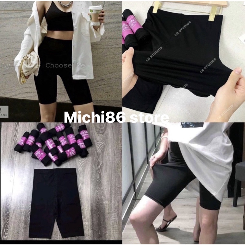 Quần legging ngố thái nữ co giãn Michi, quần legging lửng cạp cao siêu co giãn