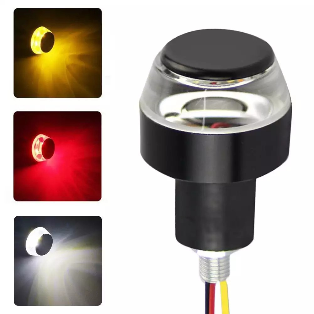 1 Cái Không Thấm Nước Xe Máy Bật Tín Hiệu LED Chỉ Số Ánh Sáng Blinker Cho Xử Lý Bar End Handlebar Trắng Vàng Đỏ-OTLZ
