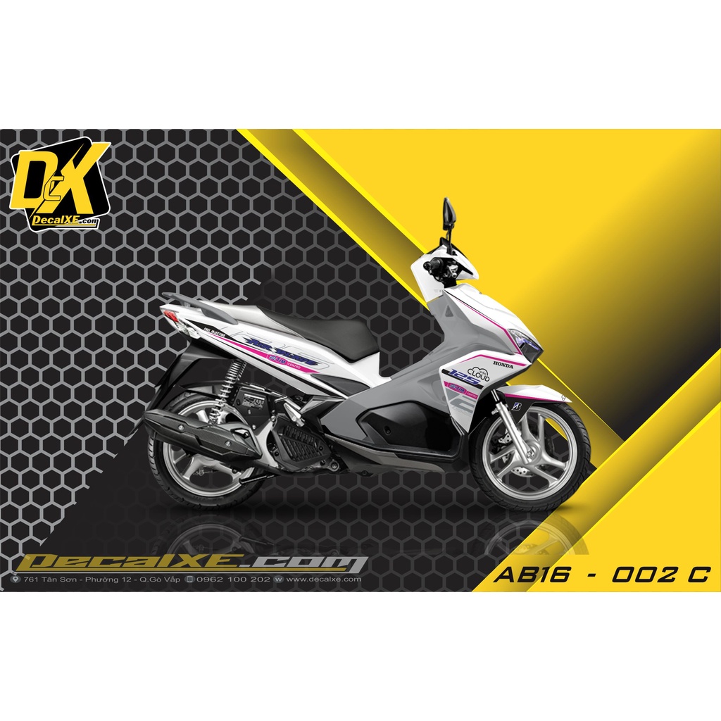 Tem dán xe Air Blade 2016 | Chất Liệu Decal Cao Cấp Chống Nước, Bền Màu, Cắt Khuôn Sẵn Dễ Dán | AB2016-001