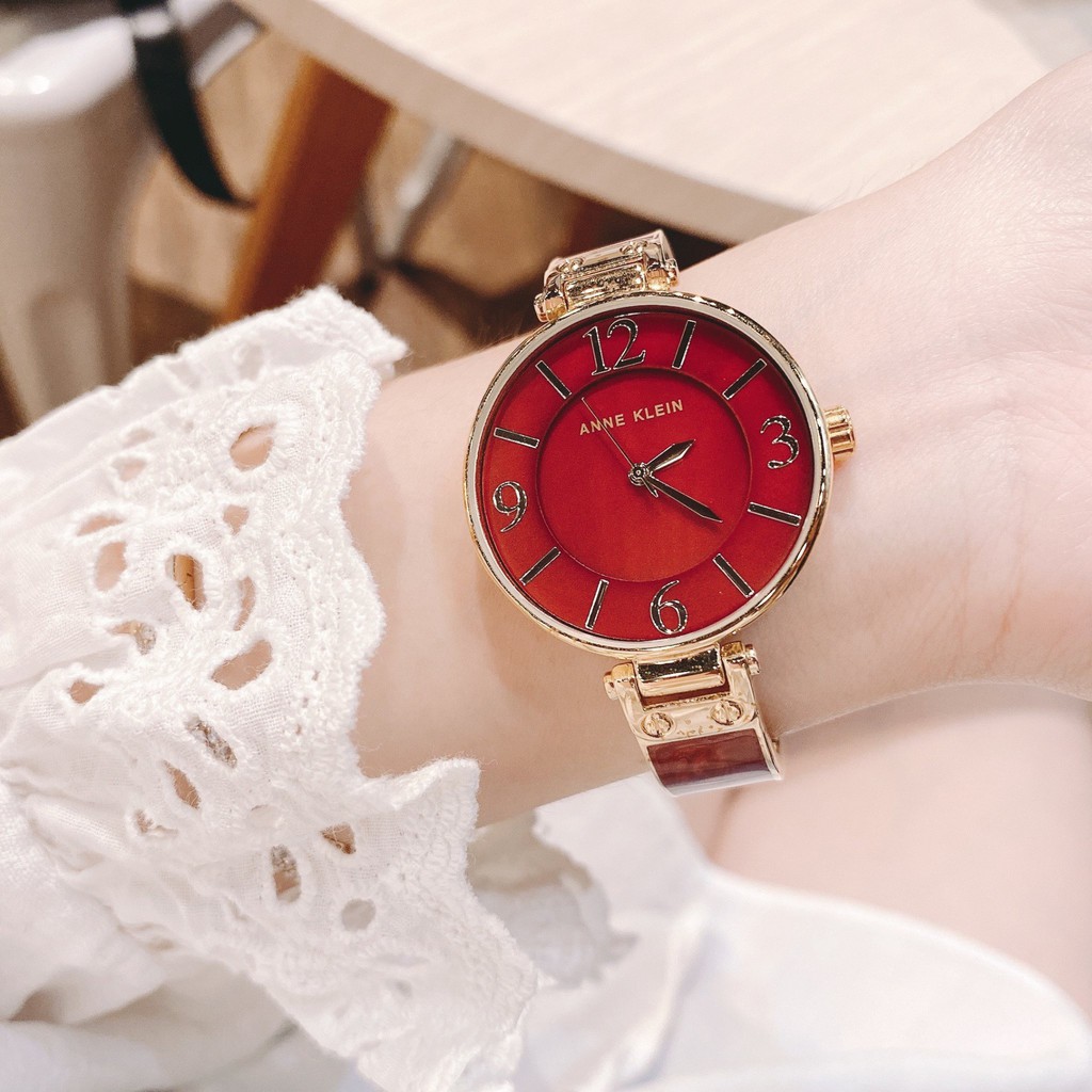 Tuyệt Phẩm Đồng Hồ Nữ Anne Klein Full Màu Đỏ Thẫm Chính Hãng Bảo Hành 1 Năm, Đồng Hồ Kim Nữ Xinh