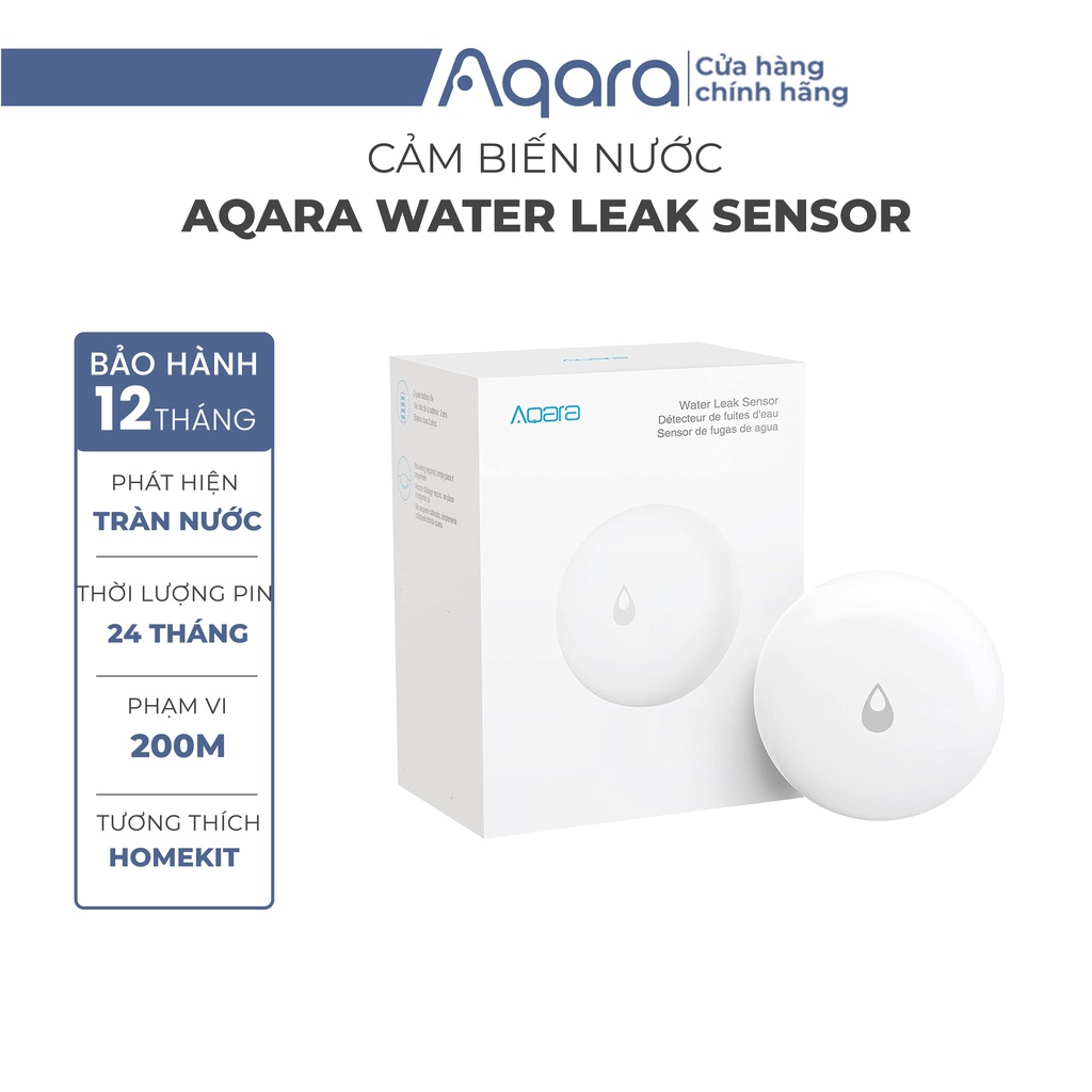 Cảm biến nước Aqara Water Leak Sensor SJCGQ11LM - Phát hiện rò rỉ, Thông báo lên điện thoại, Cần trang bị Hub