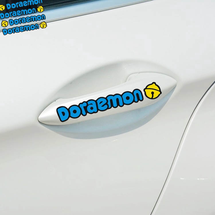 Bộ 4 Miếng Dán Trang Trí Tay Nắm Cửa Xe Hơi Honda BMW Hình Doraemon Dễ Thương