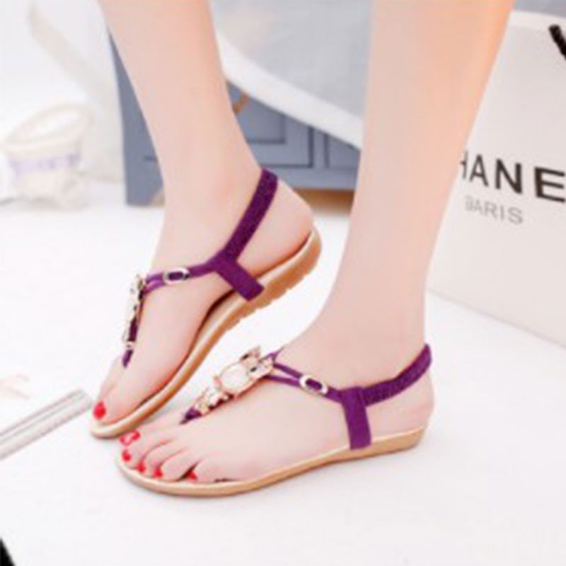 Giày Sandal xỏ ngón đính đá hình chim cú mèo phong cách Bohemian | BigBuy360 - bigbuy360.vn