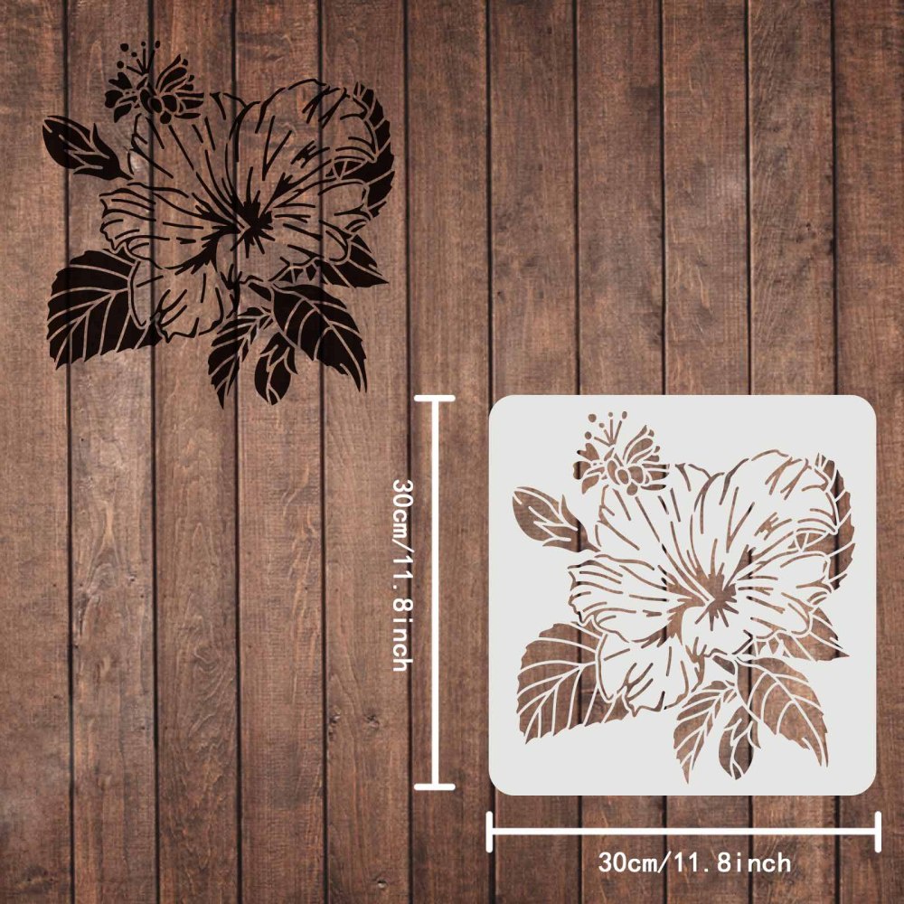 1 Khuôn Vẽ Hibiscus Hình Vuông Bằng Nhựa