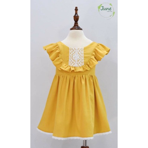 Đầm bé gái June họa tiết hoa liti đầm thoát mát cho bé mặc hè