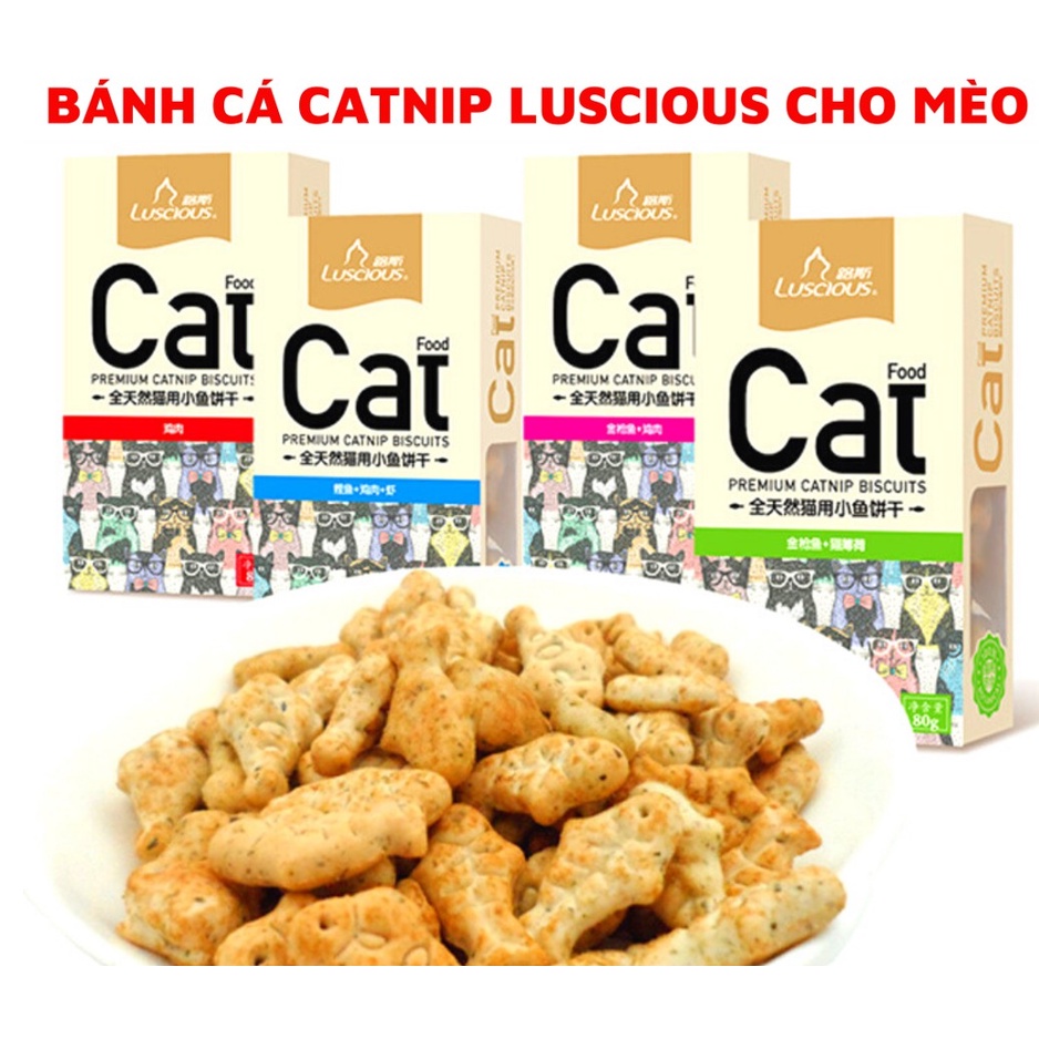 Bánh thưởng catnip Luscious cho mèo hộp 80g