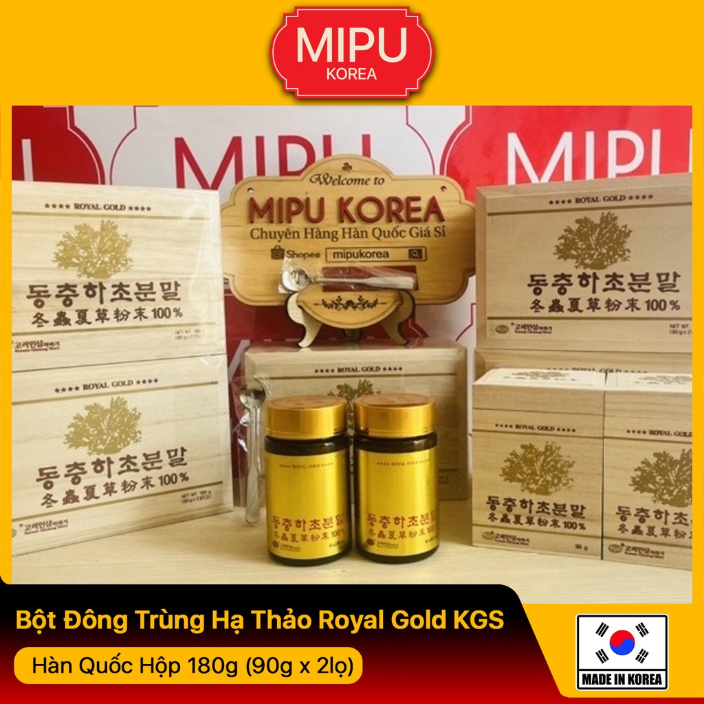 Bột Đông Trùng Hạ Thảo Royal Gold KGS Hàn Quốc Hộp 180g (90g x 2lọ)