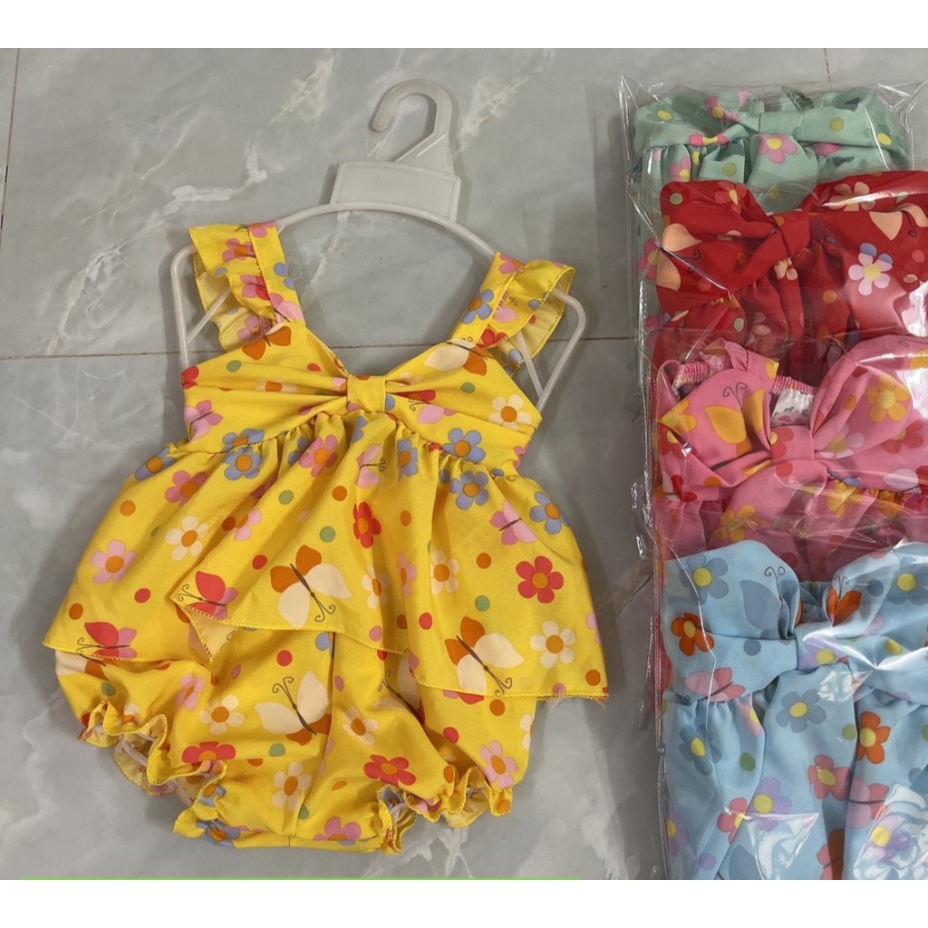 (3 bộ 3 màu 3 họa tiết khác nhau) Combo 3 Bộ Lụa Nhún Ngực Bé (6-18kg)